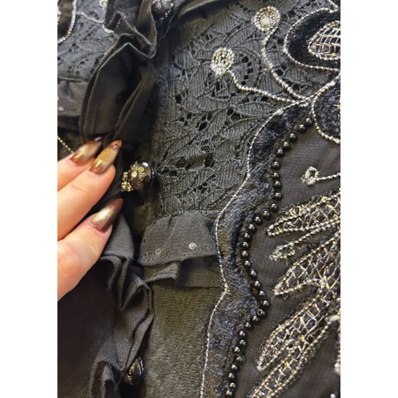 Sandy Starkman Embellished Black Jacket Button-Front L - Picture 6 of 8